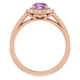 14K Rose Natural Amethyst & 1/3 CTW Natural Diamond Ring