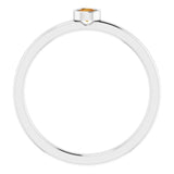 14K White 3 mm Natural Citrine Ring