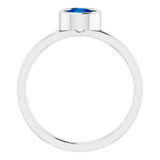 Platinum 5.5 mm Natural Blue Sapphire Ring