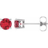14K White Gold 5 mm Natural Ruby Earrings