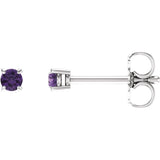 14K White Gold 2.5 mm Natural Amethyst Earrings