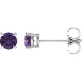 14K White Gold 4 mm Natural Amethyst Earrings