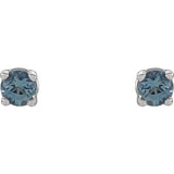 14K White Gold 2.5 mm Natural Aquamarine Earrings