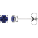 14K White Gold 4 mm Natural Tanzanite Earrings