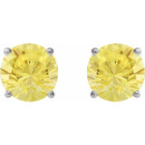 14K White Gold 2.5 mm Natural Yellow Sapphire Earrings