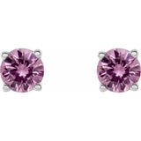 14K White Gold 2.5 mm Natural Pink Sapphire Earrings