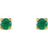 14K Yellow Gold 2.5 mm Natural Emerald Earrings