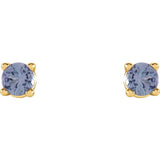 14K Yellow Gold 2.5 mm Natural Tanzanite Earrings