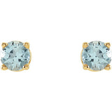 14K Yellow Gold 4 mm Natural Aquamarine Earrings