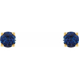 14K Yellow Gold 4 mm Natural Blue Sapphire Earrings