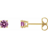 14K Yellow Gold 4 mm Natural Pink Sapphire Earrings
