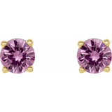14K Yellow Gold 4 mm Natural Pink Sapphire Earrings