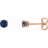 14K Rose Gold 4 mm Natural Blue Sapphire Earrings