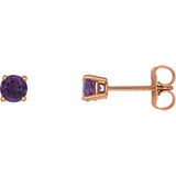 14K Rose Gold 4 mm Natural Amethyst Earrings