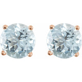 14K Rose Gold 5 mm Natural Aquamarine Earrings