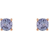 14K Rose Gold 4 mm Natural Tanzanite Earrings