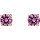14K Rose Gold 2.5 mm Natural Pink Sapphire Earrings