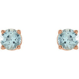 14K Rose Gold 2.5 mm Natural Aquamarine Earrings