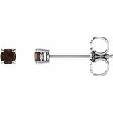 14K White Gold 2.5 mm Natural Smoky Quartz Earrings