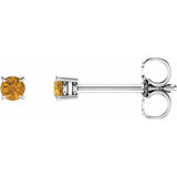 14K White Gold 2.5 mm Natural Citrine Earrings