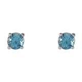 14K White Gold 4 mm Natural Swiss Blue Topaz Earrings