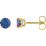 14K Yellow Gold 4 mm Natural London Blue Topaz Earrings