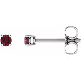 14K White Gold 2.5 mm Natural Mozambique Garnet Earrings