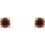 14K Yellow Gold 2.5 mm Natural Mozambique Garnet Earrings