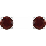 14K White Gold 4 mm Natural Mozambique Garnet Earrings