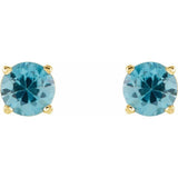 14K Yellow Gold 5 mm Natural Blue Zircon Earrings