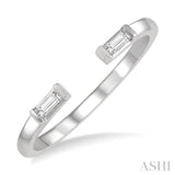 1/10 Ctw Open Center Petite Baguette Diamond Stackable Ring in 10K White Gold