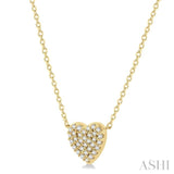 1/8 Ctw Heart Charm Round Cut Diamond Petite Pendant With Chain in 10K Yellow Gold