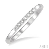 1/10 Ctw Straight Row Center Round Cut Diamond Stackable Fashion Petite Band in 10K White Gold
