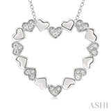 1/20 Ctw Puffed Heart Plain and Single Cut Diamond Fashion Pendant With Chain in Sterling Silver