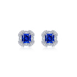 Fancy Lab-Grown Sapphire Halo Stud Earrings