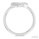 1/6 Ctw Crescent Moon and Star Round Cut Petite Diamond Fashion Ring in 10K White Gold