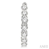 4 ctw Inside-Out Single Prong Set Round Cut Diamond Hoop Earrings in 14K White Gold
