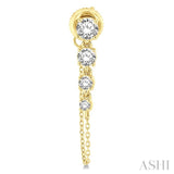 1 Ctw Journey Round Cut Diamond Fashion Long Chain Earring in 14K Yellow Gold
