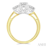 1 1/4 Ctw Round Cut Diamond Past Present & Future Engagement Ring in 14K Yellow & White Gold