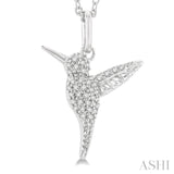 1/6 Ctw Petite Hummingbird Round Cut Diamond Fashion Pendant With Chain in 10K White Gold