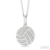 1/6 Ctw Petite Volleyball Round Cut Diamond Fashion Pendant With Chain in 10K White Gold