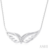 1/50 Ctw Angel Wing Round Cut Diamond Fashion Pendant With Chain in Sterling Silver