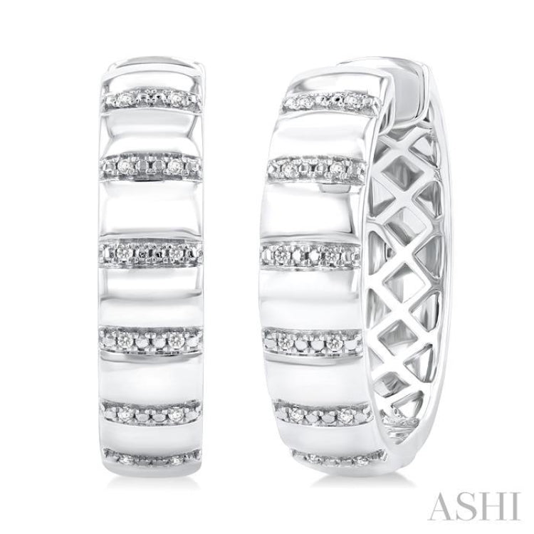 Diamond Hoop Earrings Rhodium on Sterling Silver 1/10 ctw Diamond Hoop Earrings Rhodium on Sterling Silver 1/10 ctw