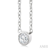 1/6 Ctw Petite Bezel Set Round Cut Diamond Fashion Pendant With Chain in 10K White Gold