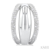 1/10 ctw Split Dome Shape Round Cut Diamond Bold Half Hoop Earring in Sterling Silver