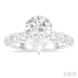 7/8 ctw Pear Shape Round Cut Diamond Semi Mount Engagement Ring in 14K White Gold