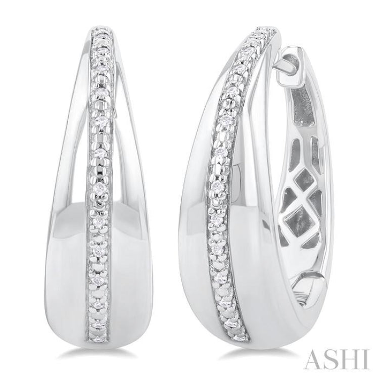 Diamond Hoop Earrings Rhodium on Sterling Silver 1/10 ctw Diamond Hoop Earrings Rhodium on Sterling Silver 1/10 ctw