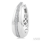 1/10 ctw Bold Wide Round Cut Diamond Hoop Earring in Sterling Silver