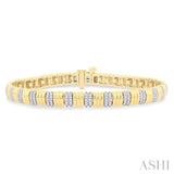 3/4 Ctw Ribbed Round Cut Diamond Fashion Bracelet in 10K Yellow Gold