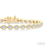 3 1/4 Ctw East-West Bezel Set Pear Cut Diamond Tennis Bracelet in 14K Yellow Gold